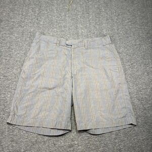 Patagonia Men 36 Thrift Shorts 10" Blue Seersucker Plaid Outdoor Flat Front Hike